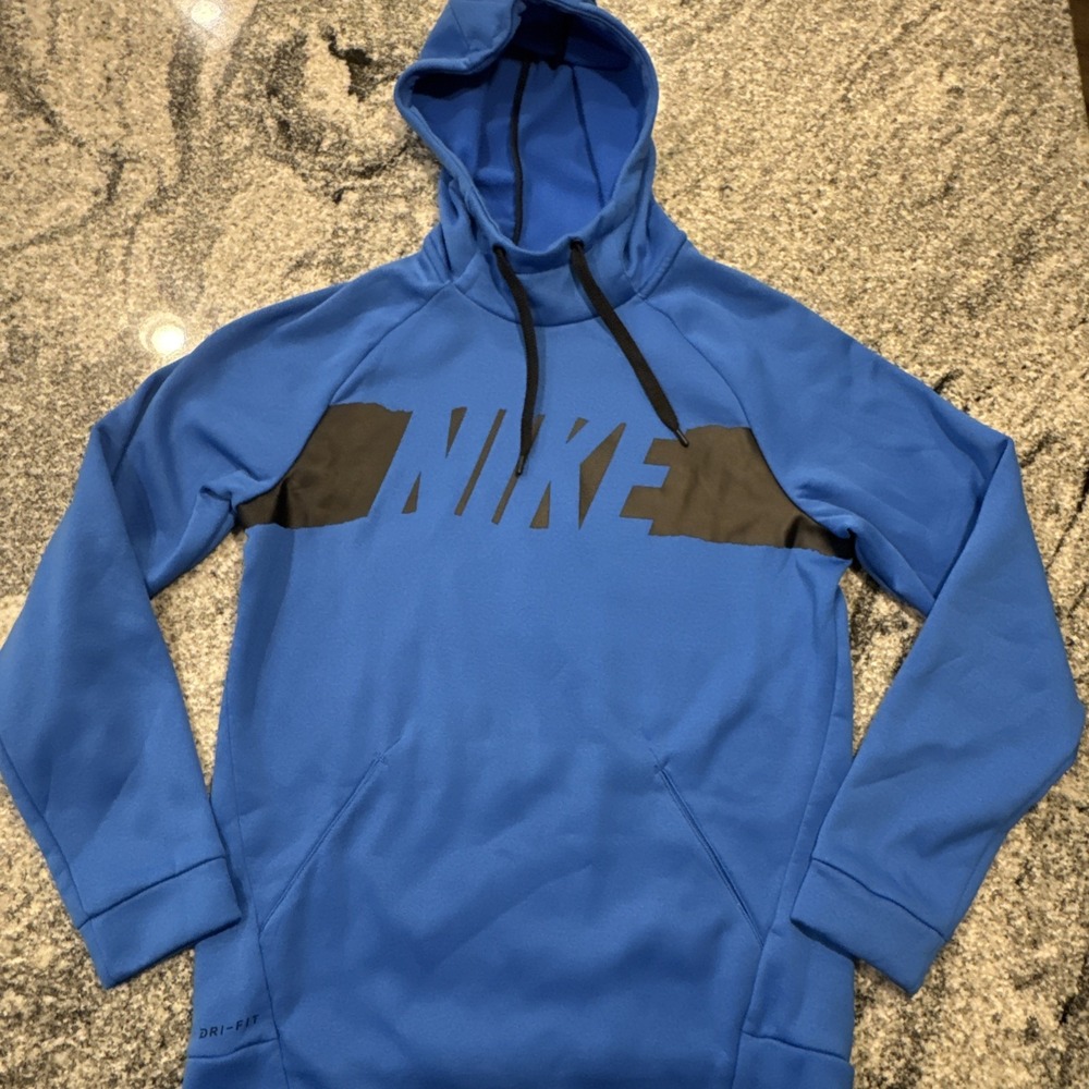 Nike Pullover Sweatshirt Hoodie Men Size Small Blue/Black Dri-Fit 931989 399